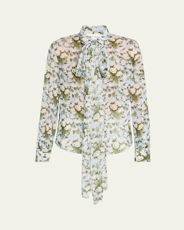 Floral Tie-Neck Blouse